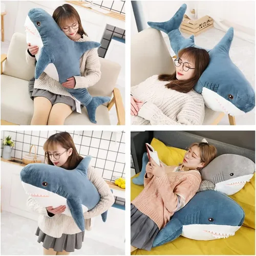 Miniatura 5 de Peluche de tiburón, juguete de almohada de felpa de tiburón suave, juguetes de tiburón grande de felpa para decoración del hogar, regalo para niños
