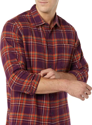 Miniatura 13 de Amazon Essentials Camisas de franela de manga larga para hombre, corte ajustado, a cuadros con botones
