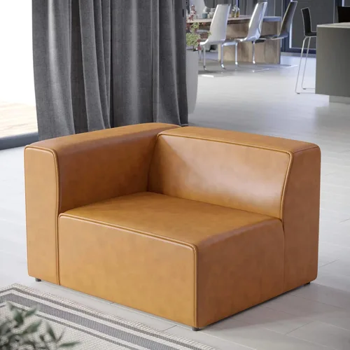 Miniatura 9 de Modway Mingle Sofá seccional de cuero vegano Silla con brazo izquierdo en gris