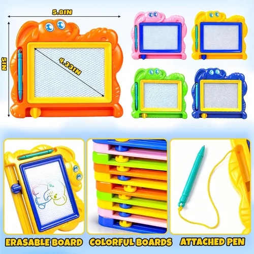 Miniatura 3 de Hymaz Paquete de 15 tableros de dibujo magnéticos para niños, colorida tableta de dibujo borrable para niños pequeños de 1 a 3 años, almohadilla