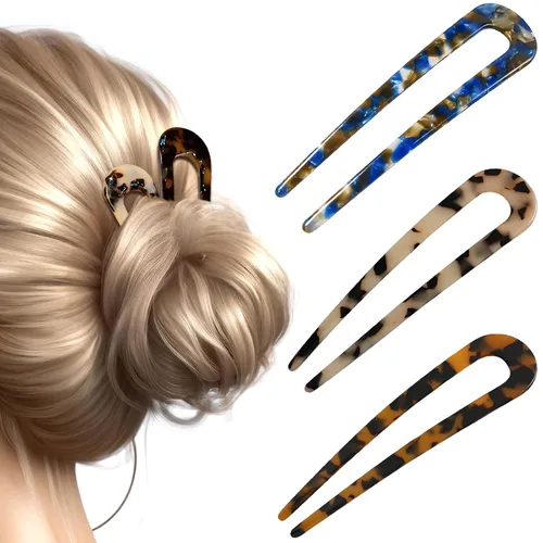 Horquillas para el cabello francés, horquillas para todo tipo de cabello, pinzas clásicas de 2 puntas, accesorios de moño de acetato de celulosa