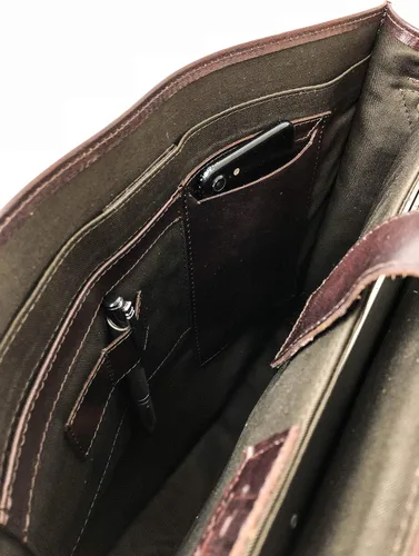 Miniatura 7 de HIDES Bolso bandolera de cuero de grano completo para computadora portátil, bandolera de viaje