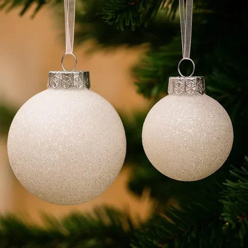 Miniatura 12 de Adornos grandes y blancos para árbol de Navidad de estilo casa de campo, decoración navideña, de 4.72 pulgadas, de plástico inastillable, bolas