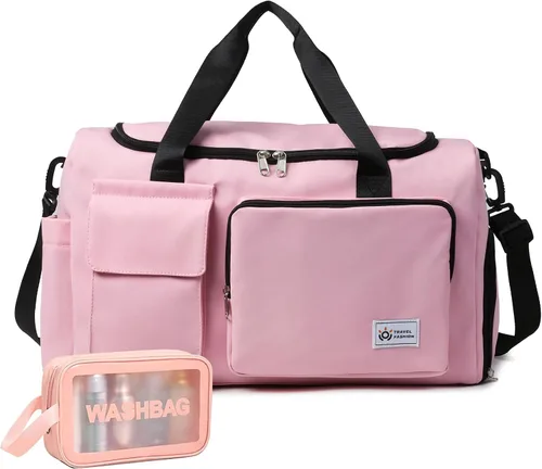 Miniatura 39 de Bolsa de Gimnasio Pequeña para Mujer, Bolsa de Lona de Viaje, Bolsa de Fin de Semana con Compartimento para Zapatos