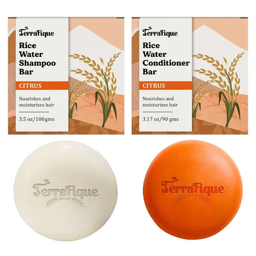 Set de champú y acondicionador de agua de arroz, aroma cítrico, para cabello adelgazante, seco y dañado, apto para viajes, 3.17 onzas
