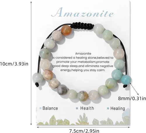 Miniatura 24 de Pulsera de cristal curativo para mujer de 0.315 in, pulsera de cuentas de cristal natural ajustable hecha a mano, joyería curativa, regalo