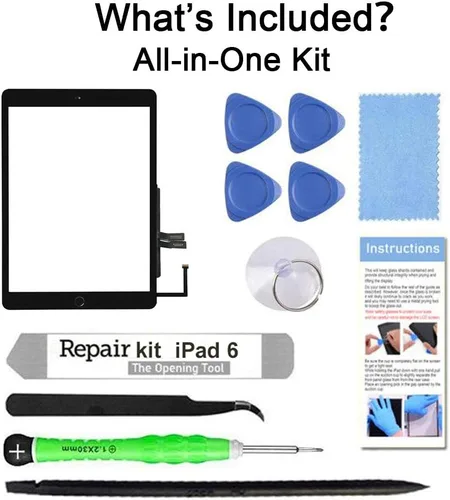 Miniatura 5 de Para iPad 6 (6ª generación 2018) A1893 A1954 Reemplazo de pantalla de cristal táctil digitalizador Kit de reparación con botón de inicio y Negro