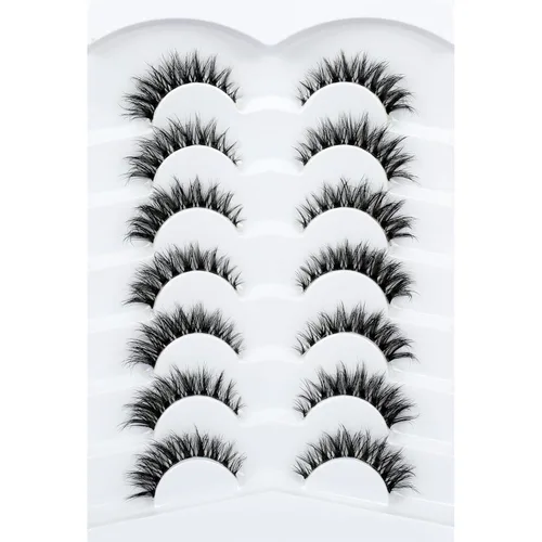 Miniatura 169 de Pooplunch - Pestañas postizas finas de visón sintético, estilo ojo de gato, naturales, cruzadas, tipo racimo, efecto 8D de volumen, tiras