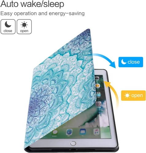 Miniatura 6 de Vimorco Funda para iPad 5ª/6ª Generación de 9.7 pulgadas 2017/2018, para iPad Air 1/2 Funda 2013/2014, Funda de Soporte Ajustable Delgada, Mandala