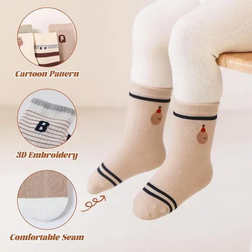 Miniatura 6 de Calcetines suaves y cómodos a media pantorrilla para bebés y niños pequeños, paquete de 5, unisex, perfectos para edades de 0 a 5 años
