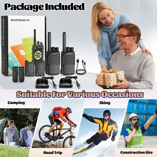 Miniatura 8 de Walkie Talkies recargables de largo alcance para adultos, radio FRS Waki Taki Baofeng Radios Walkie-Talkie Radio bidireccional USB-C 1500mAh batería