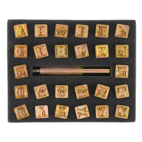 Miniatura 7 de Juego de 27 piezas de herramientas artesanales estándar para sellos del alfabeto, 1/2" (13 mm) A-Z de cuero para estampación artesanal (1/2 pulgada)