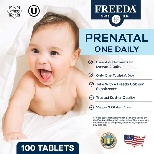 Miniatura 2 de FREEDA Vitamina prenatal - Kosher prenatal con hierro, metilfolato (ácido fólico biodisponible), colina y vitamina D - Un multivitamínico diario
