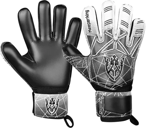 Miniatura 13 de Keeperking - Guantes de portero de fútbol para niños, jóvenes y adultos, palmas de agarre fuerte de látex con espinas removibles para la protección