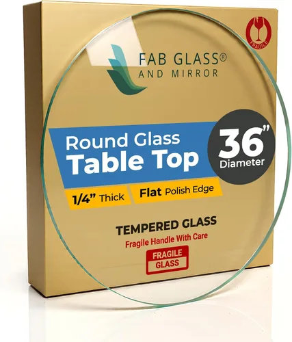 Miniatura 97 de Fab Glass - Mesa redonda de cristal de 48 in, grosor de 3/4 in, cristal pulido plano templado, Vidrio, Transparente