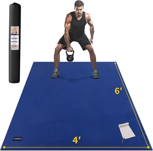 Miniatura 12 de CAMBIVO Alfombrillas de ejercicio grandes para entrenamiento en casa, 8 x 6 pies/7 x 5 pies/6 x 4 pies (0.276 in) extra gruesas para gimnasio