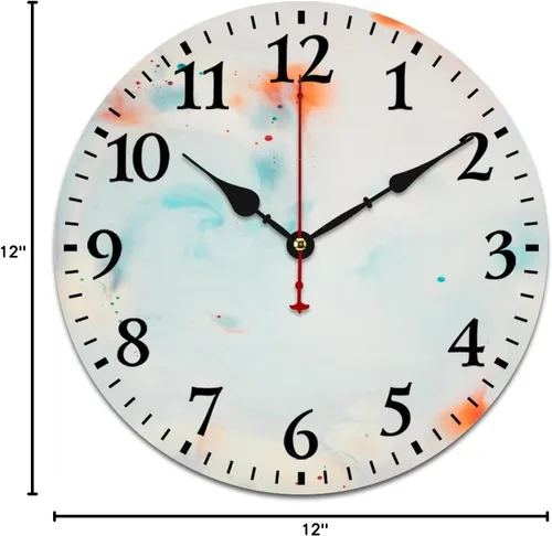 Miniatura 9 de Relojes de pared de madera de 12 pulgadas con piedra de mármol blanco, relojes de pared para interiores, sin tictac, dibujo de números arábigos