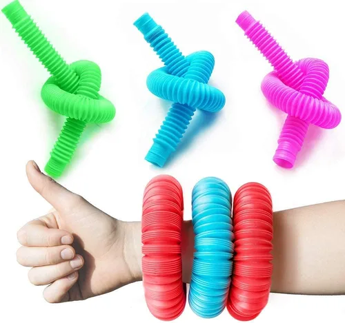Miniatura 2 de Juguetes sensoriales Pop Tubes, juguetes sensoriales para niños y adultos, tubos multicolor para reventar juguetes sensoriales (M-(paquete de 6))