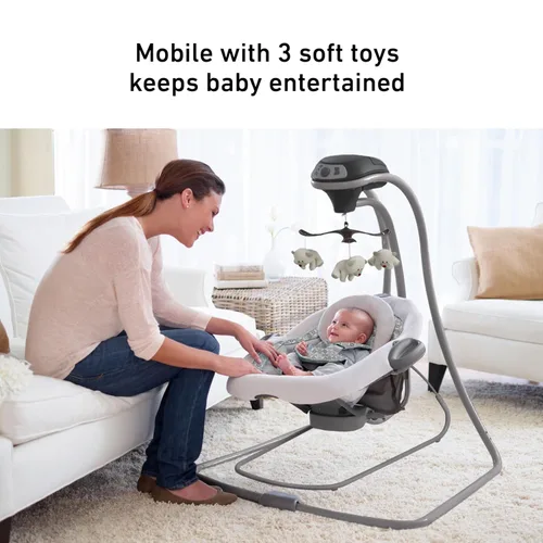 Miniatura 5 de Graco DuetConnect® LX Portabebé Colgante y Balancín, Asiento Balancín Multi-Dirección para Bebé, Varias Velocidades de Cierre, Redmond Rojo (Redmond)