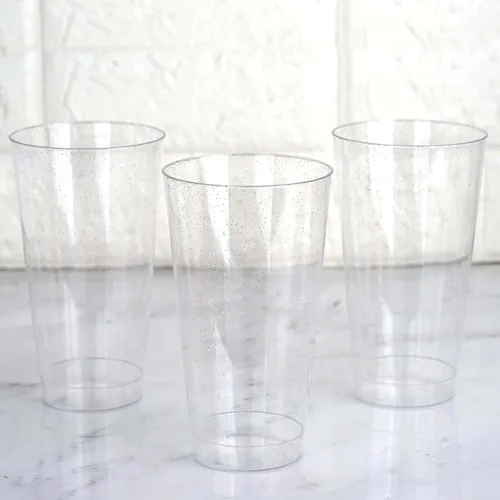 Miniatura 14 de Efavormart - Paquete de 12 vasos de plástico de 17 onzas con elegante borde dorado, vasos desechables de alta calidad para bodas, cenas de cosecha