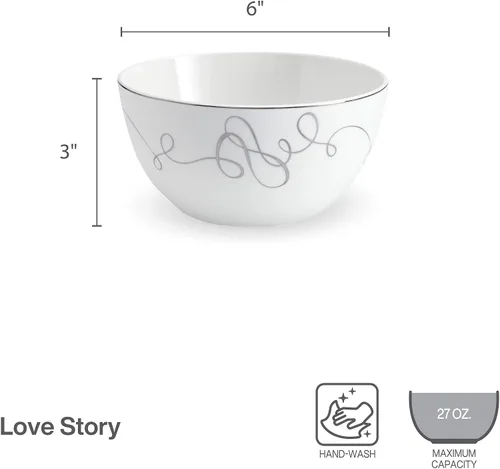 Miniatura 3 de Mikasa Love Story Platinum Banded - Juego de 4 cuencos multiusos
