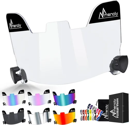 Miniatura 12 de MENOLY Visera de fútbol, visera de casco de fútbol juvenil, resistente a los arañazos, bloqueador UV, visera de protección facial para casco