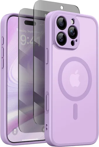 Miniatura 15 de GolbinBox Funda magnética para iPhone 15 Pro, compatible con MagSafe, protección completa de la cámara, protector de pantalla de privacidad