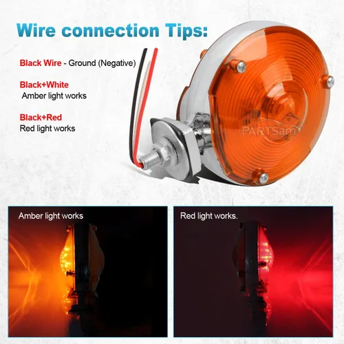 Miniatura 7 de Partsam 2 luces LED redondas de doble cara de 4 pulgadas, luces de pedestal de freno, luces direccionales de freno de freno, camiones, ámbar rojo