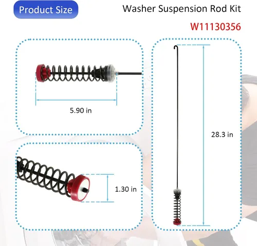 Miniatura 2 de W11130356 Kit de varilla de suspensión de 28.3 pulgadas compatible con lavadora Whirl-pool Ken-more Mag-tag - Reemplaza W10594084 W10735787