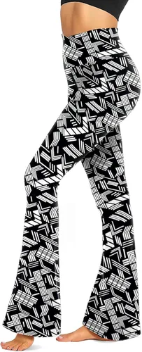 Miniatura 96 de TNNZEET Leggings acampanados negros para mujer, pantalones de yoga cruzados con bolsillos, corte de bota, leggings acampanados