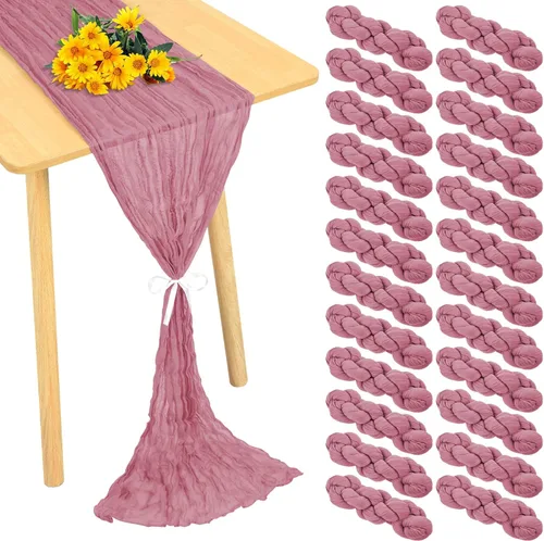 Miniatura 12 de Paquete de 24 caminos de mesa de estopilla de 20 x 120 pulgadas, camino de mesa de tela de queso a granel, romántico, bohemio, tela de gasa Beige