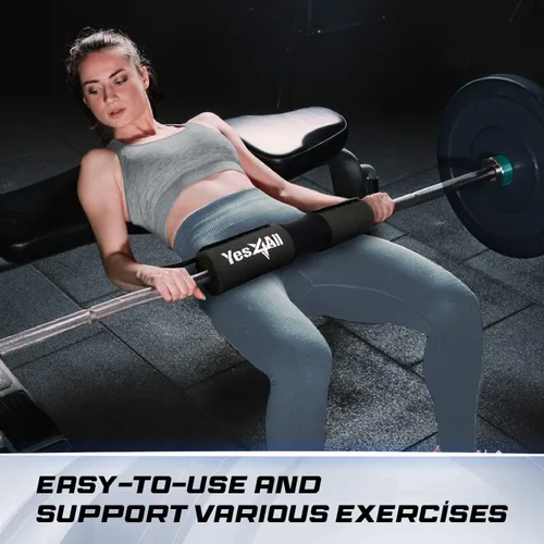 Miniatura 6 de Yes4All Ergonomic Foam Bar Pad, Olympic Barbell Squat & Neck Pad for Squats, Hip Thrusts & Weight Lifting Bar Nuevo Negro