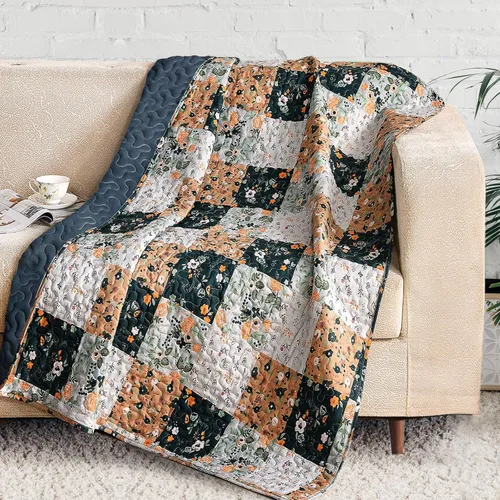 Miniatura 10 de Lujo Reversible 100% algodón clásico Boho a rayas a cuadros Cobija 60 x 50 pulgadas se puede lavar a máquina y secar en secadora, Algodón, Patrón 3