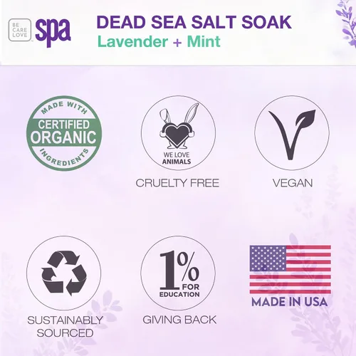 Miniatura 6 de BCL SPA Sal del Mar Muerto - Sal de baño con lavanda orgánica + menta, manteca de karité, árnica, jugo de aloe vera, manzanilla, aceite de argán