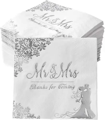 Miniatura 7 de 100 servilletas doradas de boda para recepción, cóctel, desechables para compromiso, decoración de fiesta de despedida de soltera