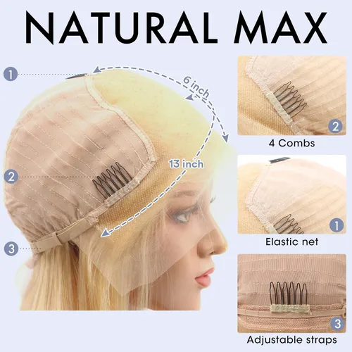 Miniatura 6 de ELISHEVA Peluca de cabello humano 613 con encaje frontal de 13 x 4, peluca de cabello humano rubio 613 de 20 pulgadas, pelucas de encaje frontal