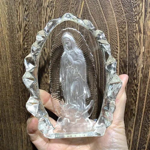 Miniatura 4 de Nuestra Señora de Guadalupe La Santísima Virgen Estatua de Cristal Estatua Religiosa 5