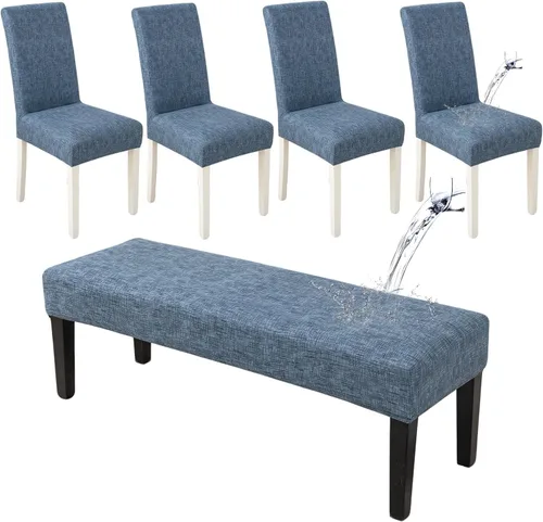 Miniatura 26 de HAOYONG Funda para Silla de Comedor con Estampado, Funda Desmontable Lavable para Silla Parsons, Protector de Asiento Desmontable para Comedor, 15