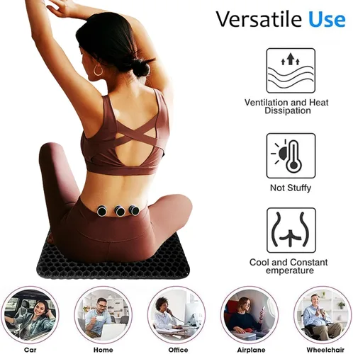 Miniatura 4 de Yimiyaa Cojín de Gel para Asiento, Cojín de Gel Grueso Doble en Forma de Huevo para Alivio del Dolor por Presión, Almohadillas Transpirables