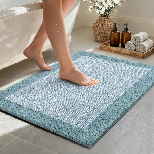 Miniatura 39 de Alfombras de baño de 17 x 24 pulgadas, antideslizantes, lavables, color gris, para bañera, tapete de baño para baño, tapete suave y absorbente