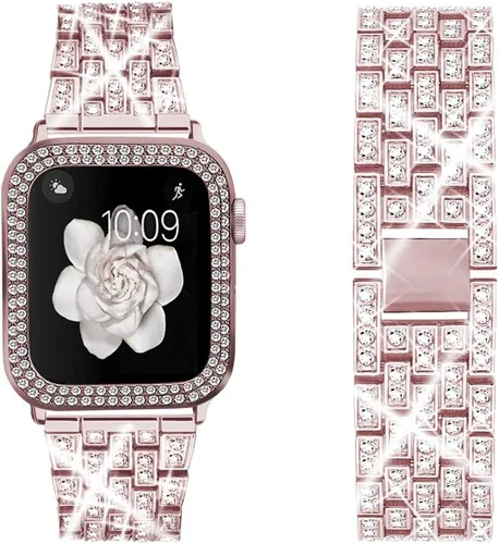Miniatura 10 de Bekomo Compatible for Apple Watch Ultra Band 49mm 46mm 45mm 41mm 38mm 40mm 42mm 44mm with 2 Pack Bling Crystal Diamonds Case Cover, iwatch SE Series