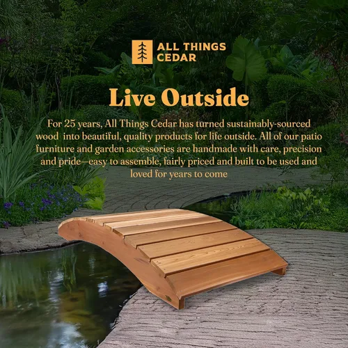Miniatura 5 de All Things Cedar Puente de madera, pasarela de jardín al aire libre para estanques de patio trasero, 3 pies, natural