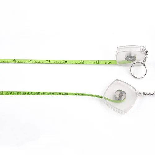 Miniatura 4 de WIN TAPE Mini cinta métrica de acero de 80 pulgadas, carcasa de plástico con llavero funcional Mini cinta métrica retráctil llavero