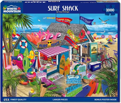 Miniatura 2 de White Mountain Rompecabezas de 1000 piezas de verano para la playa, tienda con piezas grandes, regalo para adultos y familia de 24 x 30 pulgadas
