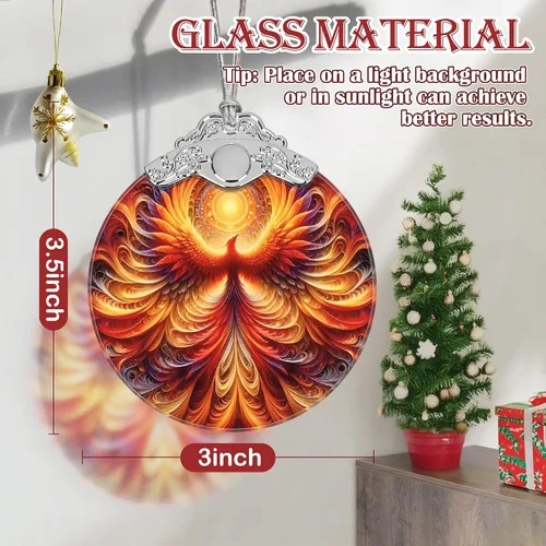 Miniatura 3 de Adorno colgante de vidrieras de Phoenix, idea de decoración para árbol de Navidad