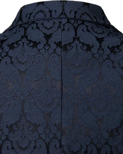 Miniatura 5 de ZEROYAA Chaleco gótico steampunk de doble botonadura jacquard para hombre, chaleco sin mangas