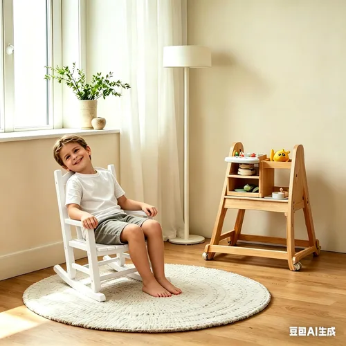 Miniatura 2 de Mecedora para niños pequeños de madera para bebés, cómodas sillas mecedoras para guardería, dormitorio, sala de estar, sala de lectura al aire Silla