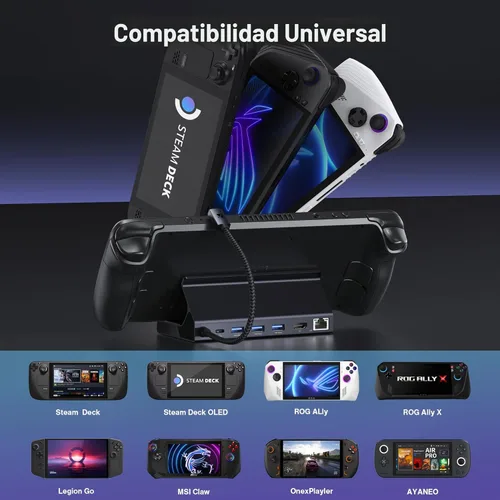 Miniatura 5 de iVANKY Base de cubierta de vapor 4K @144Hz, estación de acoplamiento 8 en 1 para ASUS ROG Ally X/Legion Go/MSI Claw, ROG Alloy/Valve Stream Deck