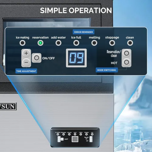 Miniatura 3 de ROVSUN - Máquina comercial para hacer hielo de acero inoxidable, 50 kg/24 horas, automática, para debajo de la encimera/portátil, independiente