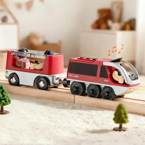 Tiny Land Tren de locomotora de acción a baterías, potente juego de tren bala compatible con las principales pistas de marcas, juguetes de pista a